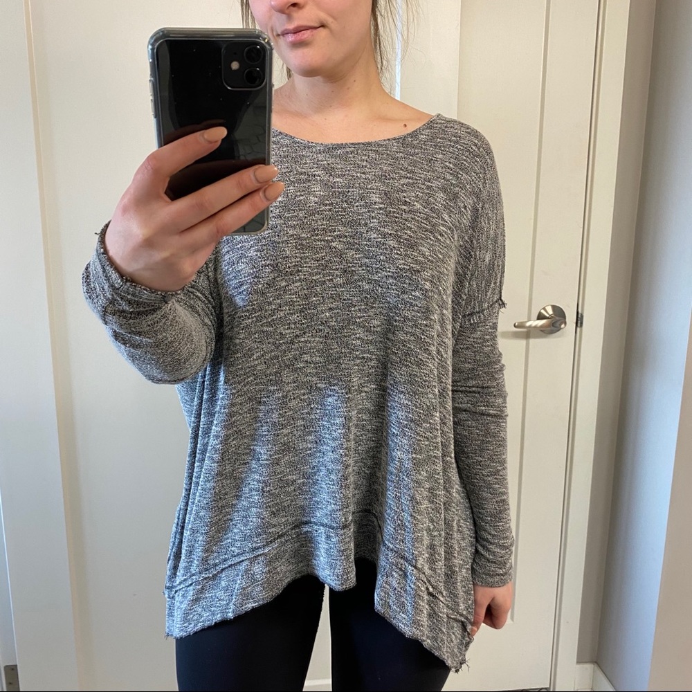 Gray Flowy Backless Sweater